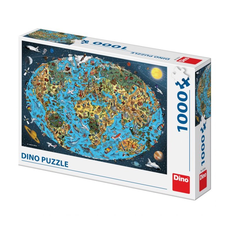 Dino Puzzle Carte Du Monde Illustree Pieces