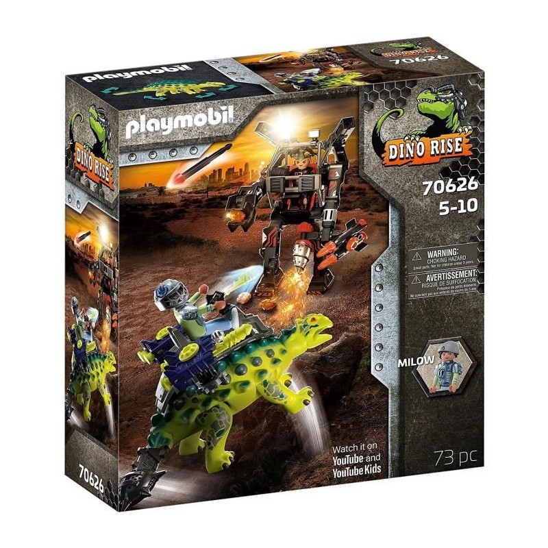 PLAYMOBIL Dino rise 70626 Dinosaure Saichania et Robot soldat