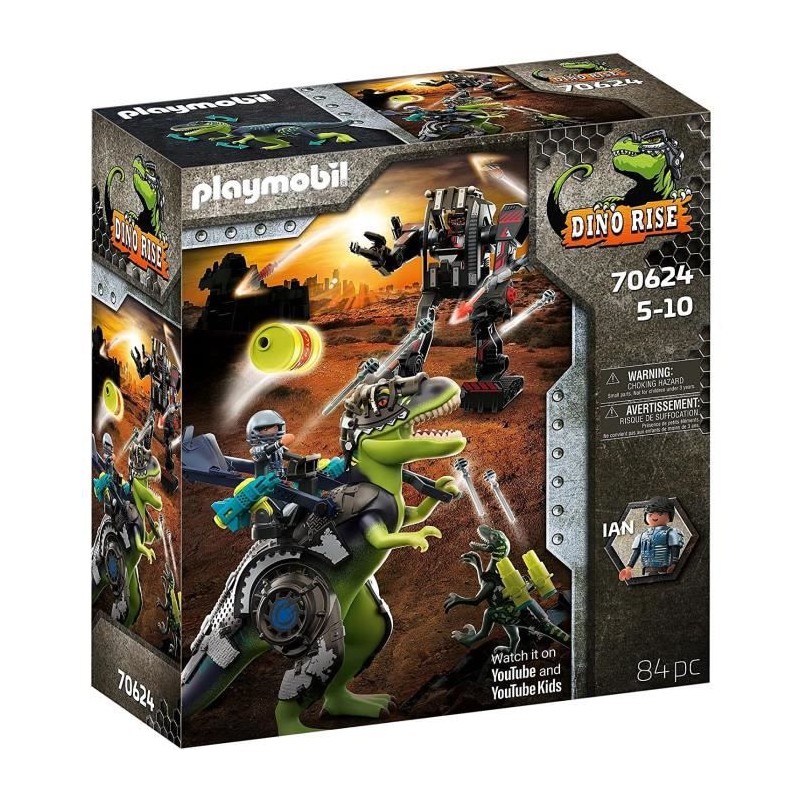 PLAYMOBIL 70624 Dino Rise Tyrannosaure et robot géant