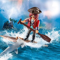 Playmobil 70598 Pirate avec radeau et requin marteau