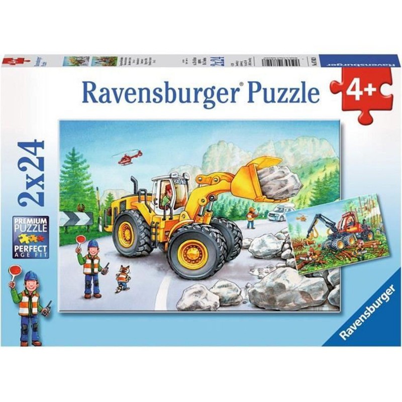 Puzzle Ravensburger Tractopelle et Tracteur Forestier 2x24 pièces 07802