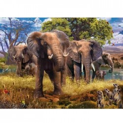 RAVENSBURGER PUZZLE TROUPEAU D'ELEPHANTS  500 PIECES 15040