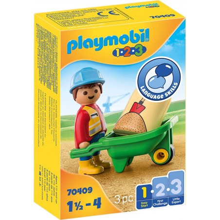 PLAYMOBIL 1.2.3 70409 OUVRIER AVEC BROUETTE