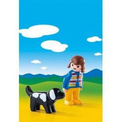 PLAYMOBIL 1.2.3 FEMME AVEC CHIEN 6977