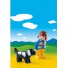 PLAYMOBIL 1.2.3 FEMME AVEC CHIEN 6977