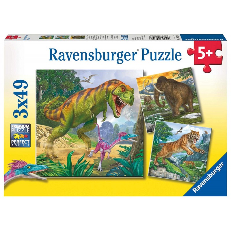 Ravensburger  09358 Puzzle  Les Maîtres de La Préhistoire  3X 49 Pièces