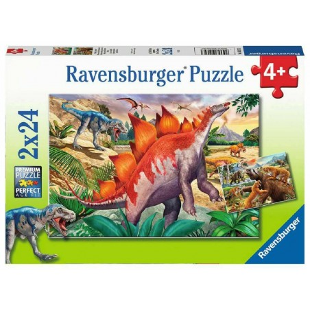 Puzzle Ravensburger 051793 MAMOUTH ET DINOSAURES 2x24 pièces