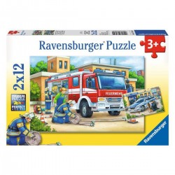 Puzzle Ravensburger 075744 Police et Pompiers  2x12 pièces