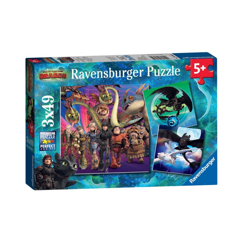 Ravensburger puzzle Apprivoiser les Dragons 3 Puzzles de 49 Pièces 8064