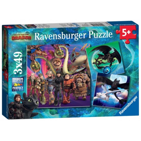 Ravensburger puzzle Apprivoiser les Dragons 3 Puzzles de 49 Pièces 8064