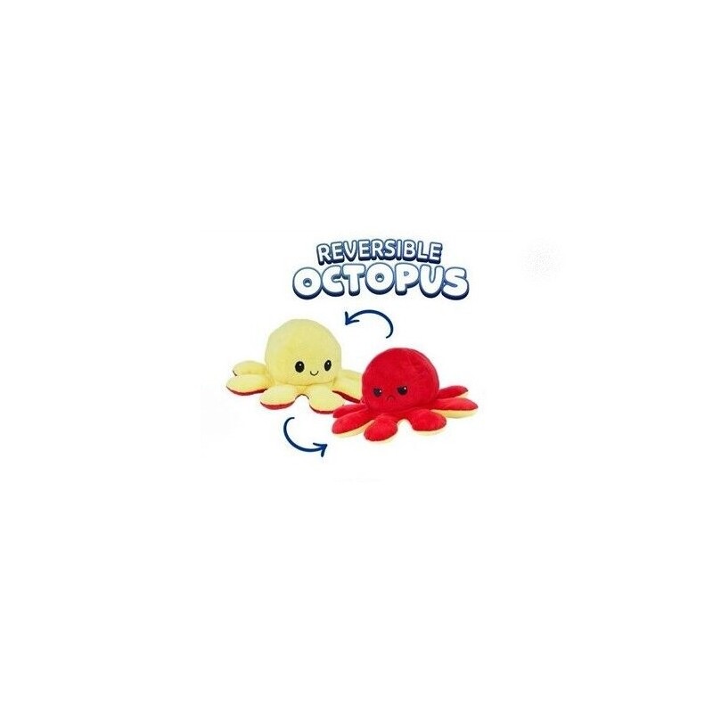 PELUCHE OCTOPUS REVERSIBLE ROUGE/JAUNE 49167